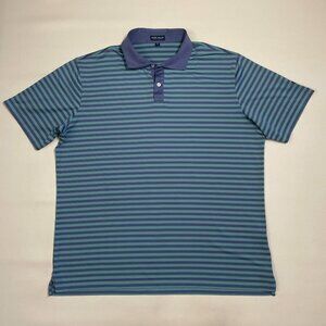 Peter Millar Polo Shirt Men XXL Golf Crown Crafted Blue Stripe 2XL Performance